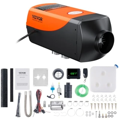 Immagine di VEVOR Riscaldatore d&#039;Aria Diesel per Auto Camper Camion RV 12 V 2 KW Temperatura Regolabile 8℃ 36℃ Controllo Remoto, da Parcheggio Consumo di Carburante 0,16 0,26L/h BTU 10 15m²