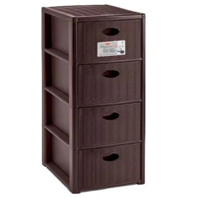 Immagine di cosedacasa Cassettiera Slim salvaspazio 4 cassetti Mobile Stretto per Bagno Cucina Ufficio portaoggetti in plastica Marrone
