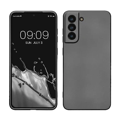 Immagine di kwmobile Custodia Compatibile con Samsung Galaxy S21 FE Cover Back Case Morbida Protezione in Silicone TPU Effetto metallizzato grigio