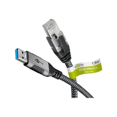Immagine di goobay 70692 Cavo da USB a RJ45 CAT 6 per una connessione Internet cablata stabile con router/modem/switch di rete/sostituisce adattatore / 1 Gbps 5 metri