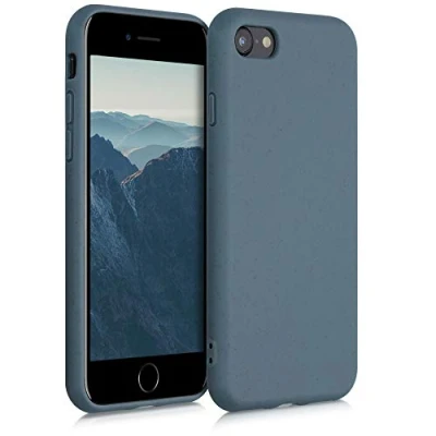 Immagine di kalibri Cover compatibile con Apple iPhone SE (2022) / (2020) 8 7 Custodia in silicone e paglia Backcover Matt Anti Impronte ardesia scuro