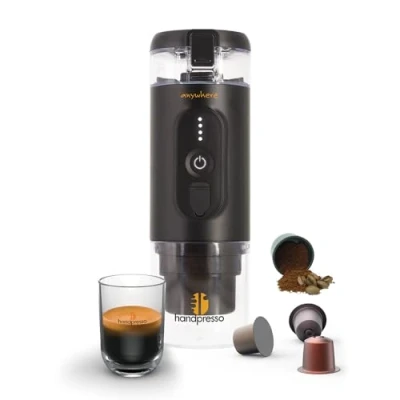 Immagine di Handpresso macchina caffè a batteria E Presso 21700 mini caffe portatile USB rimovibile da viaggio per capsule espresso o macinato Serbatoio 60 ml