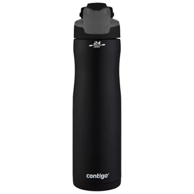 Immagine di Contigo Chill, Bottiglietta d&#039;Acqua in Acciaio Inossidabile con Tecnologia Autoseal, Isolata Mantiene Le Bevande Fredde Fino a 28 Ore, Senza BPA Unisex, Nero (Matte Black), 720 ml