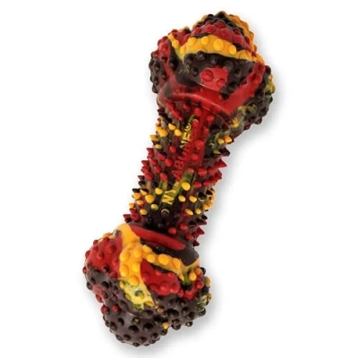 Immagine di Nylabone Masticabile E Giocattolo per L&#039;Igiene Dentale Forti Masticatori, in Gomma, al Sapore di Cheeseburger con Pancetta, Cani Adulti Fino a 16 kg 16.000g, Thermoplastic Rubber, Misso, Medium