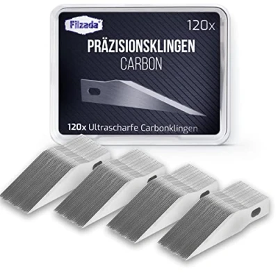 Immagine di Filzada® 120 lame per Cutter di precisione taglierino precisione/lame bisturi modellismo/lame knife Lama extra affilata inclusa in una scatola conservazione