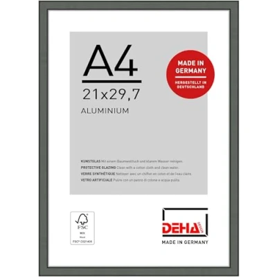 Immagine di DEHA Design cornice in alluminio Boston, 21x29,7 cm (A4), Contrasto grigio