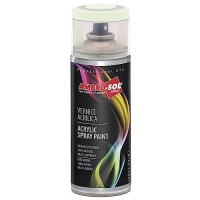 Immagine di Ambro Sol V4009002 Smalto Acrilico Multiuso, Vernice Brillante per Interni ed Esterni, Adatto Qualsiasi Tipo di Materiale, Bomboletta Spray in Banda Stagnata Riciclabile 400 ml, Bianco Grigio