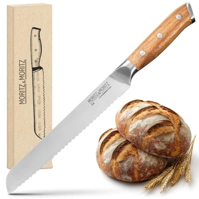 Immagine di Moritz &amp; Coltello da Pane 20 cm Chef per Affettare il con Lama Seghettata Seghettato Affilato Tagliare in Acciaio Tedesco