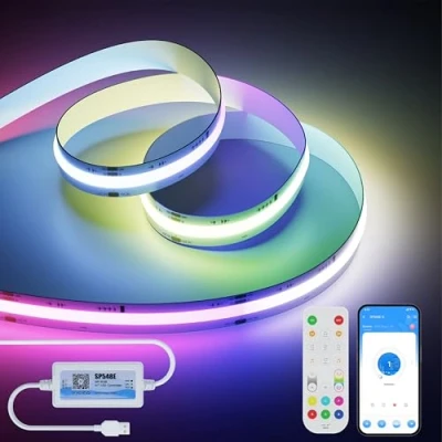 Immagine di OULARA striscia LED RGB Smart IC USB COB indirizzabile, 3 m di colore cambia nastro flessibile funzione luce con Alexa/Google Assistant Music Mode per feste fai da te