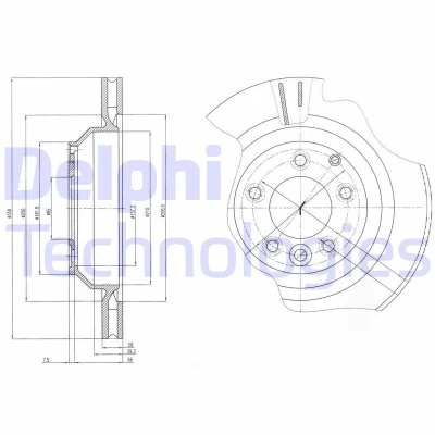 Immagine di DELPHI BG4070 Disco freno 358 28 5 ventilato Oleato non trattato senza cuscinetto ruota, anello sensore ABS PORSCHE: Cayenne, AUDI: Q7
