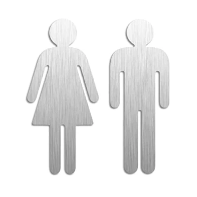 Immagine di Targhetta cartello targa Bagno Toilette WC Donne Uomini Set di 2 Aacciaio inossidable adesivo