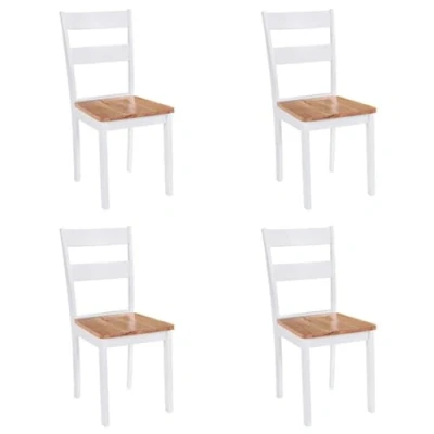 Immagine di vidaXL Sedie da Pranzo 4 pz Bianche in Massello di Hevea