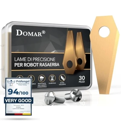 Immagine di Domar lame per tagliaerba robotizzati durevoli, viti incluse robot compatibile con Bosch Indego 30 lama ricambio tosaerba