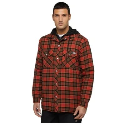 Immagine di Dickies Giacca Stile Camicia in Flanella con Cappuccio, vestibilità Rilassata, OCRA, XL Men&#039;s