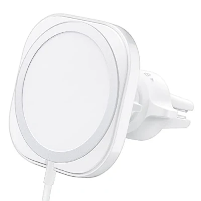 Immagine di Spigen MagFit Supporto Auto per Presa d&#039;aria Magsafe Compatibile con iPhone Serie 15/14/13/12 Porta Telefono (Caricatore Non Incluso e Richiede Caricabatteria USB C) Bianco