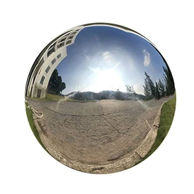 Immagine di HomDSim Sfera a specchio forma di globo, diametro 30 cm, spessore 1,2 mm, in acciaio INOX lucido e riflettente, colore argento brillante aggiunta qualsiasi giardino o casa