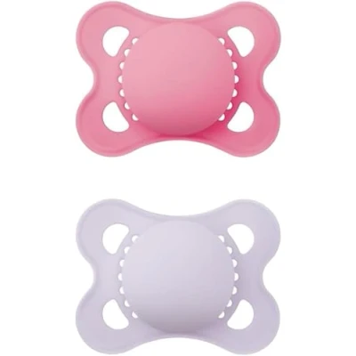 Immagine di MAM Original Ciuccio in Set da 2, Caucciù, con Custodia Porta Succhietto, 2 6 Mesi, Rosa