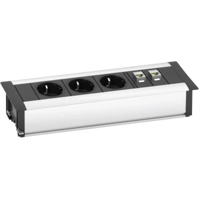 Immagine di EVOline 159610001000 Multipresa 3 scomparti Alluminio, Nero Schuko 1 pz.