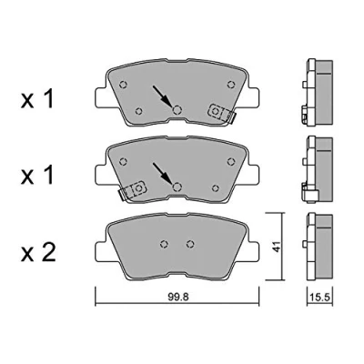 Immagine di METELLI 22 0886 1 Kit pastiglie freno con segnalatore acustico usura KIA: Sportage IV, Rio 3, 4, HYUNDAI: Tucson, i20 II Hatchback, Kona SUV