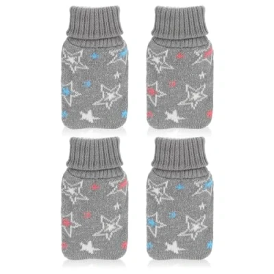 Immagine di com four® 4X scaldatasche a Collo Alto scaldamani con Motivo Stella, Morbidi Cuscinetti riscaldanti tascabili in Due Colori (4 Pezzi Grigio Stelle)
