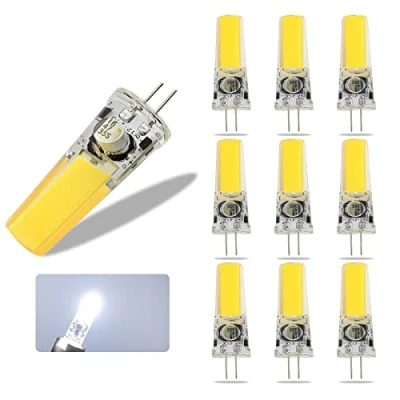 Immagine di Lampadina LED G4, 5W lampade G4 450LM bianco freddo 6000K, Equivalente a 40W Lampada Alogena, AC/DC 12 24V, dimmerabile, senza sfarfallio, confezione da 10
