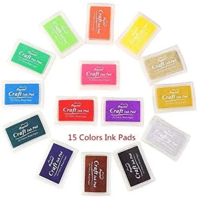 Immagine di Tampone di Inchiostro,Tamponi Inchiostro Non Tossico 15 Colori per Timbri Timbro Cuscinetto Inchiostro,per dei Bambini Gomma Scrapbooking Card, Making Art Craft