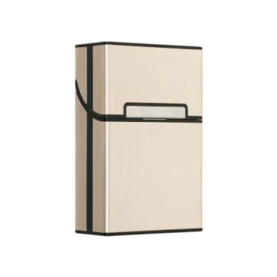 Immagine di kwmobile Portasigarette in plastica e alluminio per ca.20 sigarette Contenitore box pacchetto chiusura magnetica con coperchio automatico oro