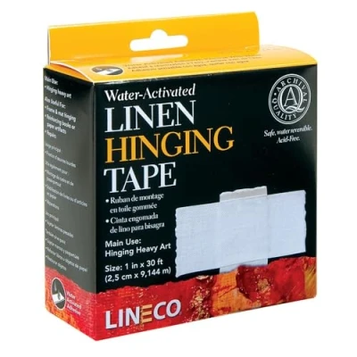 Immagine di Lineco 378789 Nastro per cerniera in lino, 2,5 x 30 cm, colore: Bianco