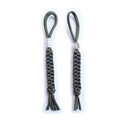 Immagine di Army Green Paracord Braed Knife Lanyard o Linea di Sostituzione con Alloy Bead per Outdoor Survival, Camping, Emergency and Every Day Use,Confezione 2 pezzi
