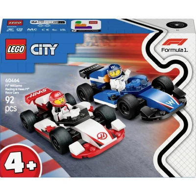 Immagine di LEGO City Williams Racing e Haas F1 Modelli di Auto da Corsa Costruire con 2 Minifigure Piloti Starter Brick Idea Regalo per Bambini Bambine 4 Anni Fan delle Macchine Giocattolo 60464