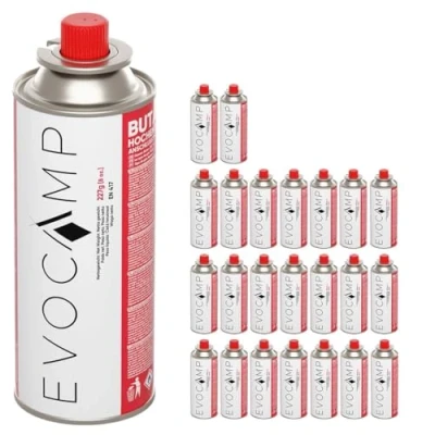Immagine di EVOCAMP 24x bombole di Gas butano 227g per fornello da Campeggio, riscaldatore a Gas, bruciatore Erbacce, bombolette Campeggio Tipo MSF 1a, cartucce Pressione Universale