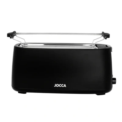 Immagine di JOCCA Tostapane a 2 fette, linea Nature/ 7 livelli di tostatura/funzione scongelamento, ricalentare e annullare/raccogliere briciole/fessure larghe per vari tipi pane, panineria (nero 4 fette)