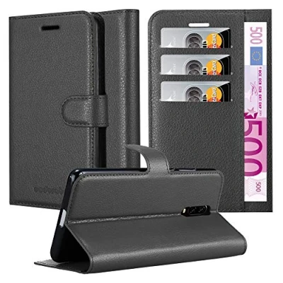 Immagine di Cadorabo Custodia Libro per OnePlus 6T in NERO CARBONE con Vani di Carte, Funzione Stand e Chiusura Magnetica Portafoglio Cover Case Wallet Book Etui Protezione