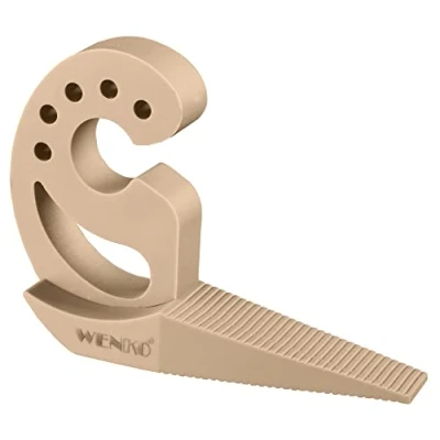Immagine di WENKO Multi STOP, fermaporta flessibile e fermafinestra con molte funzioni in plastica di alta qualità, porte, finestre cassetti, tampone protezione anti intrappolamento, 11,8x7,7x2,5cm, beige