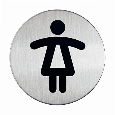 Immagine di Durable 490423 Pittogramma tondo, adesivo, con simbolo serigrafatoWC donne, acciaio inossidabile, diametro 83 mm, argento metallizzato