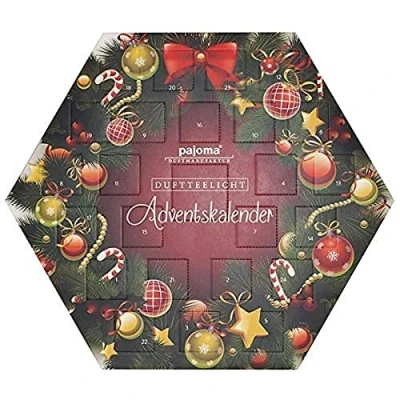 Immagine di pajoma 24 candele profumate tealight, calendario dell&#039;Avvento esagonale, lumini in 6 diversi tipi, incluso portalumino