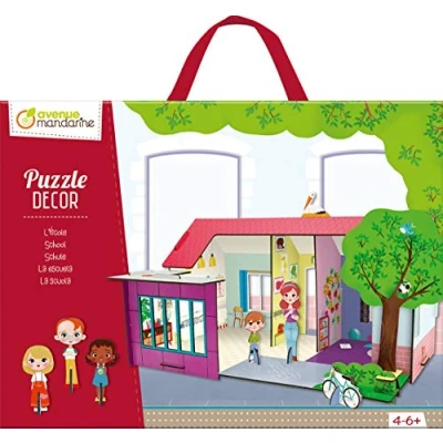 Immagine di Avenue Mandarine PU018C Puzzle, La scuola 1 Scenario, 5 Personaggi e Accessorio da assemblare Puzzle Educativo a partire 4 6 Anni