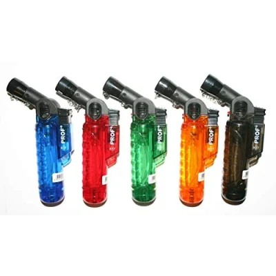 Immagine di Polyflame Prof Colori Trasparenti Copricatena di Sicurezza Jet Lighter 11,5 cm Altezza Ricaricabile a Gas