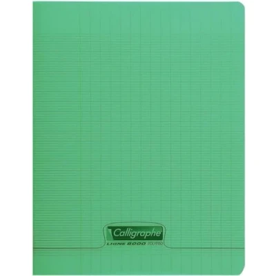 Immagine di Calligraphe r 18125C Taccuino a graffette verdi (marca Clairefontaine), 17 x 22 cm, 96 pagine tricolore, carta bianca da 90 g, copertina in polipropilene trasparente