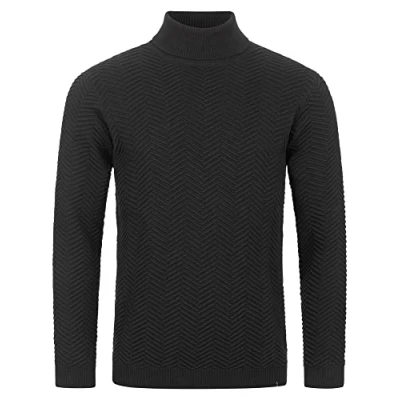Immagine di Indicode Uomini Saini Pullover Maglione a Collo Alto in Cotone Black L