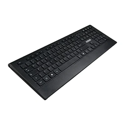Immagine di Nilox, Keyboard KT40W Wireless, Tastiera Wireless con Design Innovativo, Ricezione Fino a 10 m, Piedini Pieghevoli per Regolare l&#039;Inclinazione, Compatibilità Universale, Nero