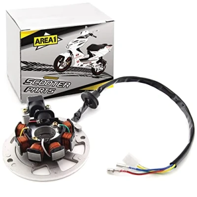 Immagine di Area1 Alternatore di ricambio per 50 cc compatibile con Aerox, Neos, Jog, RS Ultima GT Union Benero F10 F12 F15, SR/Scarabeo (