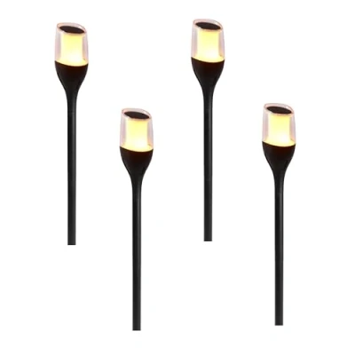 Immagine di Set di 4 torce solari effetto fiamma LED bianco caldo 4X FARELY H64,5 cm