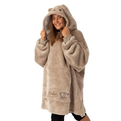 Immagine di Pusheen Felpa con cappuccio coperta ricamata marrone Concediti un comfort accogliente Oodie Taglia unica per tutti Tuffati in avventure giocose