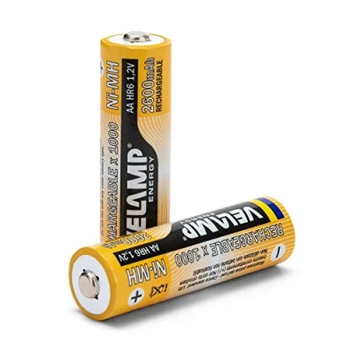 Immagine di VELAMP HR6/2BP Batterie ricaricabili Stilo AA ad Alta Capacità 1,2V 2600 mAh, Tecnologia Ni MH, circa 1000 volte, Blister 2 Pezzi, Arancio