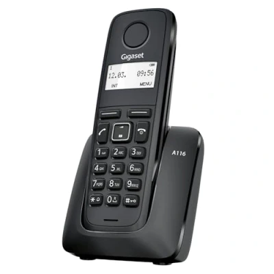 Immagine di Gigaset A116 telefono DECT cordless con ampio display illuminato 12 ore di conversazione e 130 standby rubrica fino a 50 voci, nero