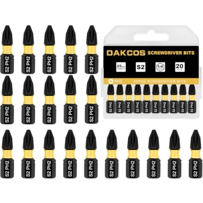 Immagine di DAKCOS punte PH2, Torx Bit assortimento di S2, attacco esagonale da 1/4&quot; (lunghezza: 25 mm, 20 pezzi)