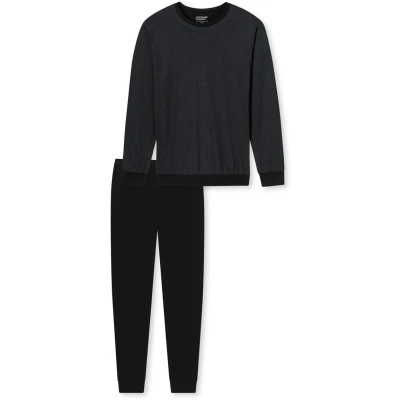 Immagine di uncover by Schiesser Schlafanzug LANG MIT BÜNDCHEN Rundhals Pigiama, Uomo, Taglia: Small, Schwarz