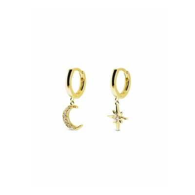 Immagine di SINGULARU Orecchini Polar Moon Spark. Argento Sterling 925 con Finitura in Oro 18Kt. Chiusura Congo. Gioielli per Donna