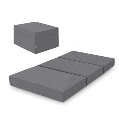 Immagine di Amazon Basics Materasso pieghevole per ospiti 75 x 195 10 cm in memory foam, con coprimaterasso, Medio, Grigio